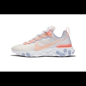 Purple Pink and white running shoes